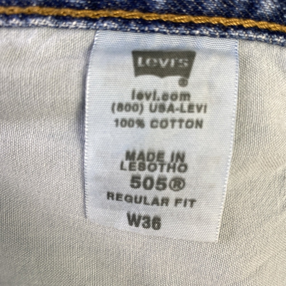 VTG Levis 505 Shorts Men 36 Blue Denim Regular Fit Straight Cotton Y2K 90s - Picture 7 of 12